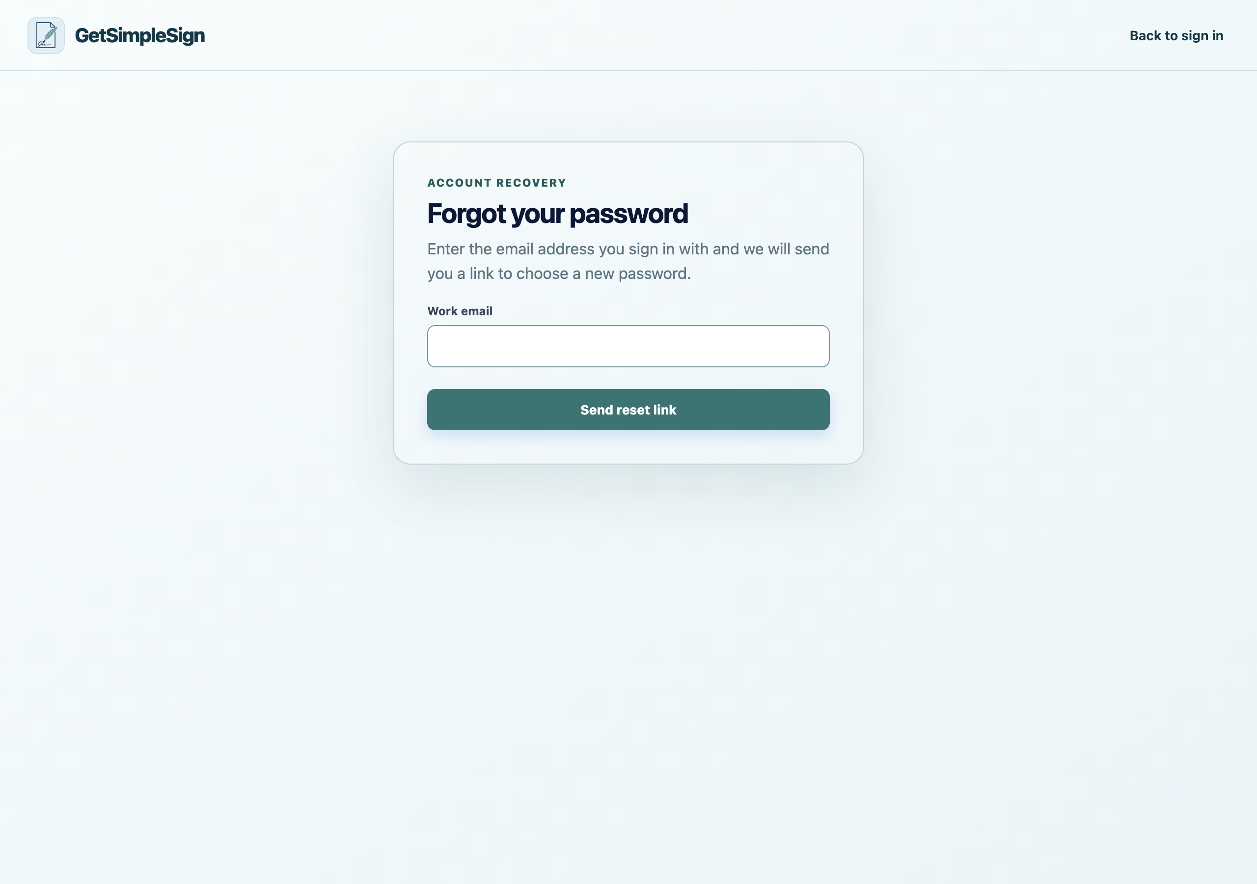 The password reset screen, asking for the email address on the account.