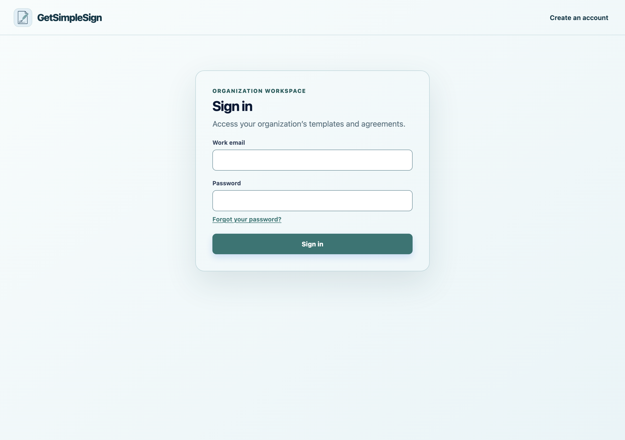 The sign-in screen, with email and password fields and a Forgot your password link.